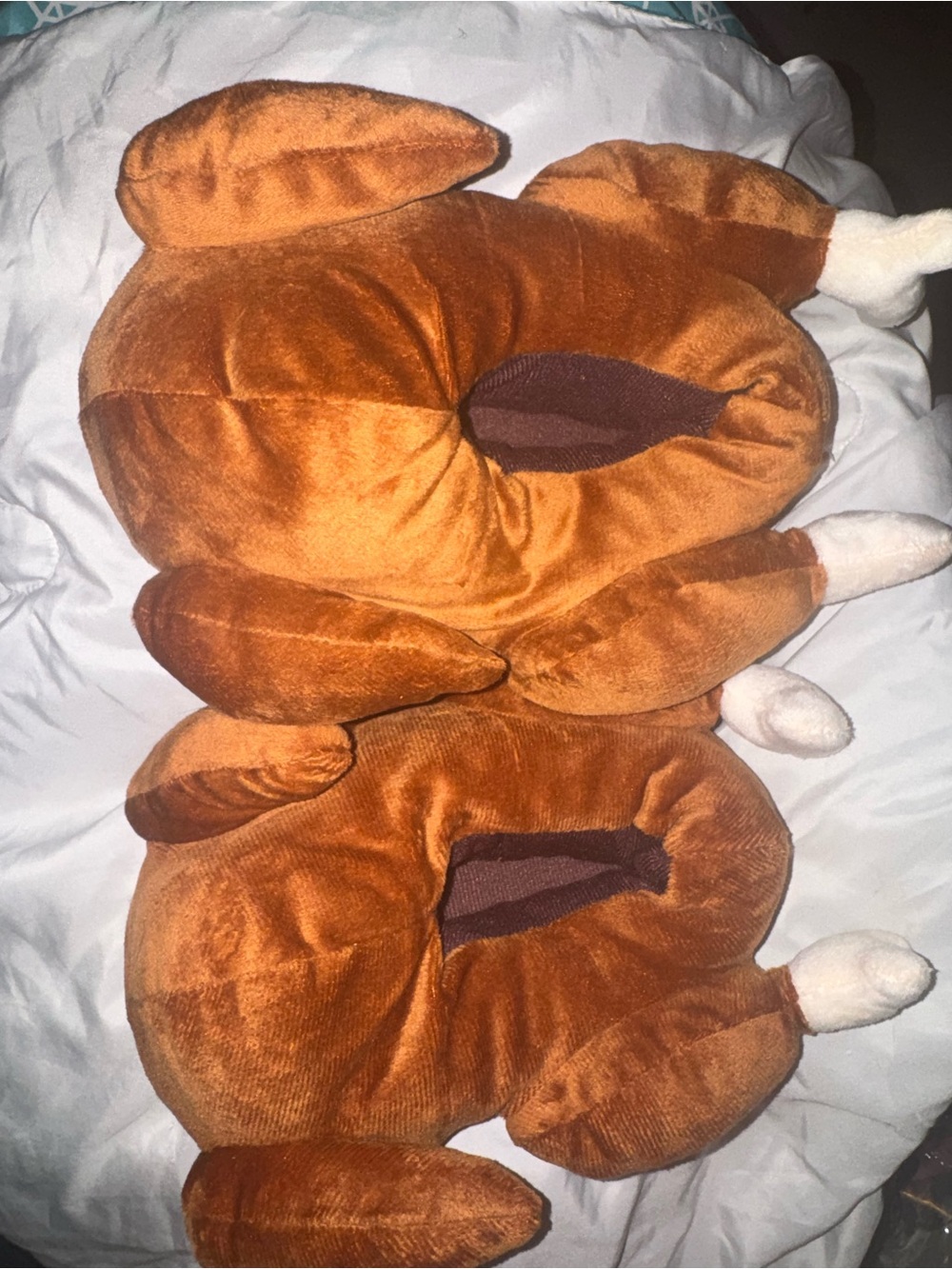 Plush Roast Turkey Slipper Set in Warm Brown